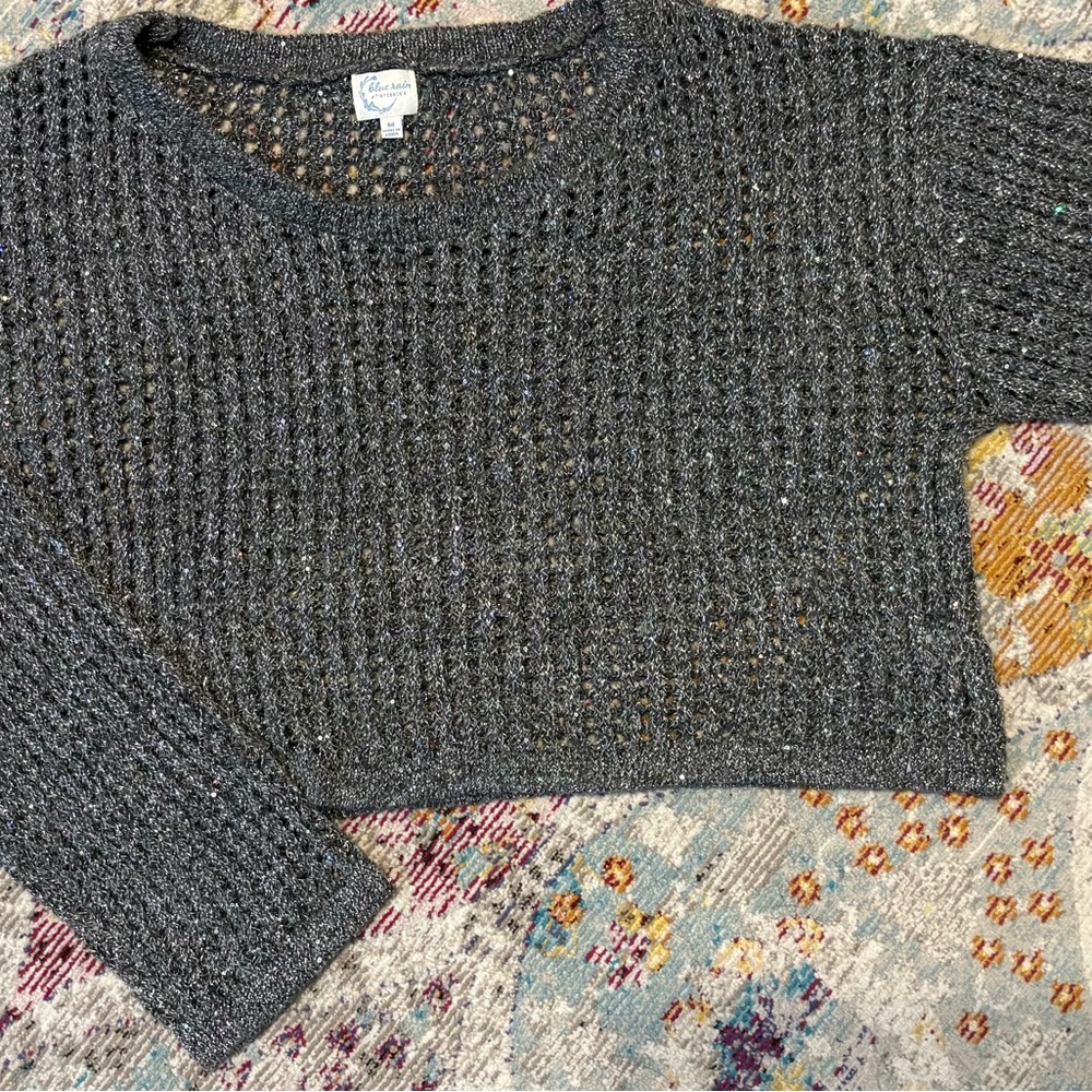 Carbon Gray Crew Neck Sweater with Chunky Knit Texture NWOT